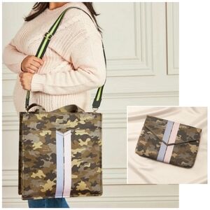 Stella & Dot Game Changer Tote And Envelope Clutch - Olive Camo With Lavender